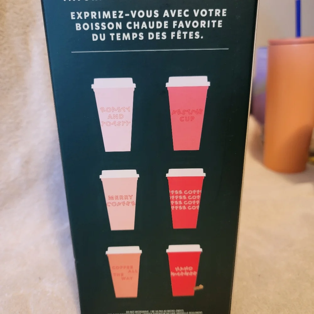 Starbucks Reusable Hot Cups shades of Red with‎ lids